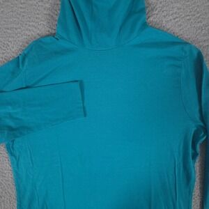 Land's End Top Womens Large Teal Lightweight Jersey Long Sleeve Turtleneck Gym